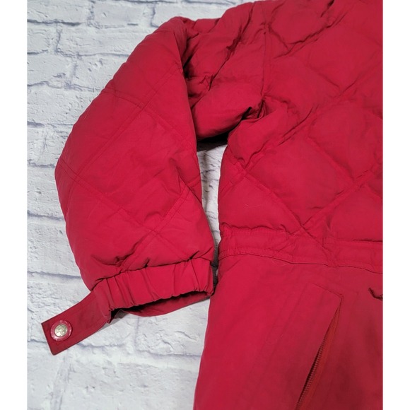 L.L. Bean Medium Red Burgundy Quilted Coat Puffer Jacket Goose Down Hooded M - Picture 6 of 16